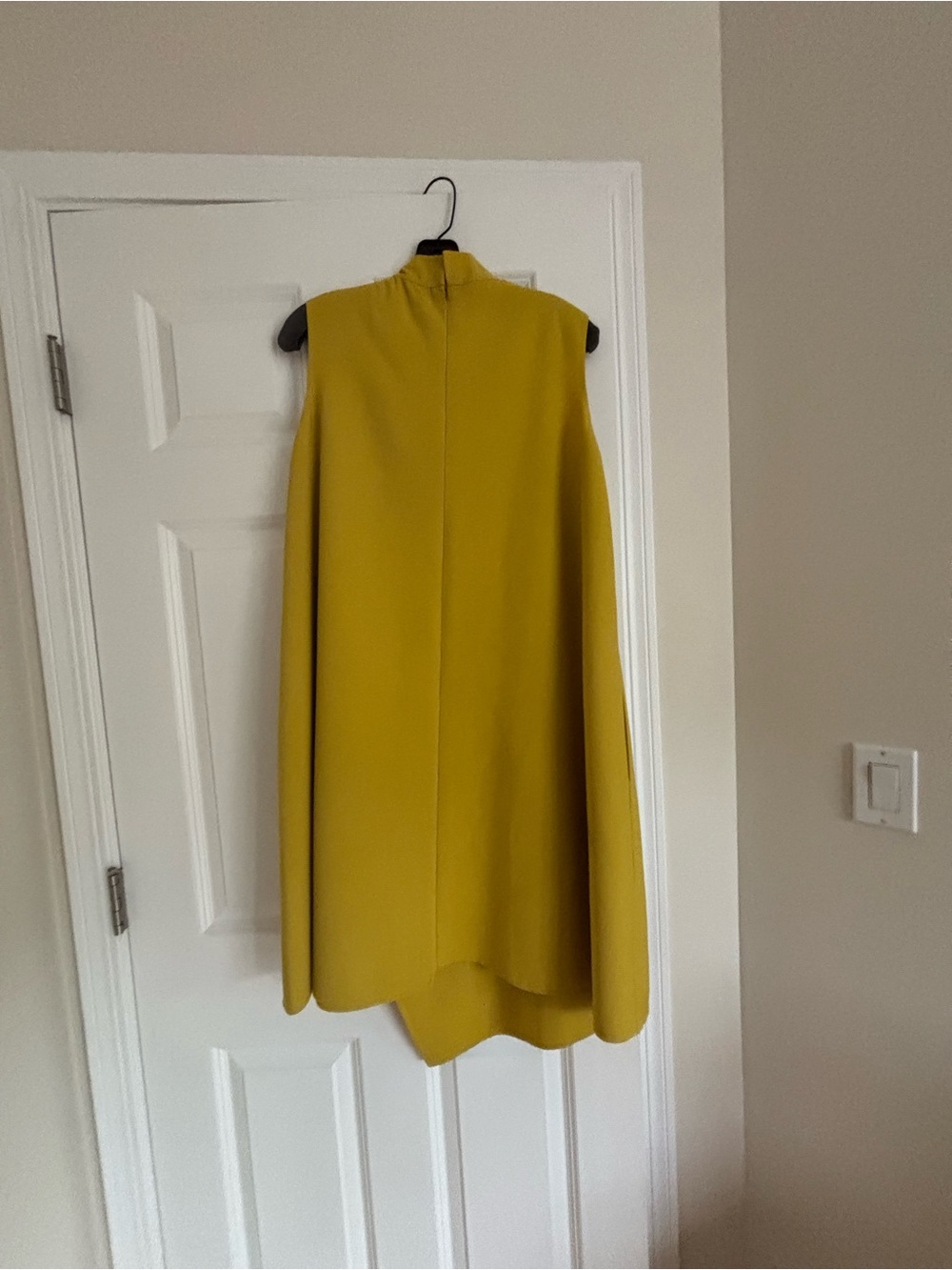 NWT Oscar de la Renta Mustard Yellow Asymmetrical Draped Shift Dress - Picture 5 of 7